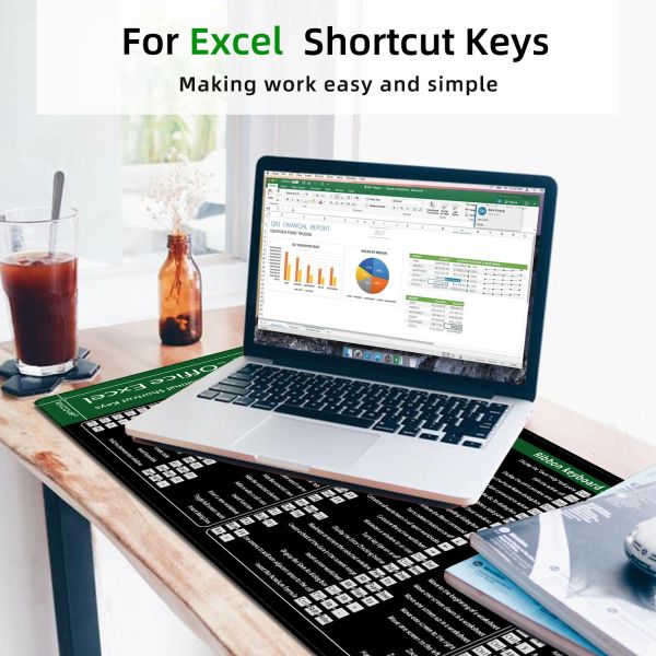 Exco Excel-Verknüpfungen Maus-Pad Großer erweiterter Büro Computer Desk Matte Großes Keyboard-Mousepad mit genähten Kanten Nicht-Schlupf-Basis