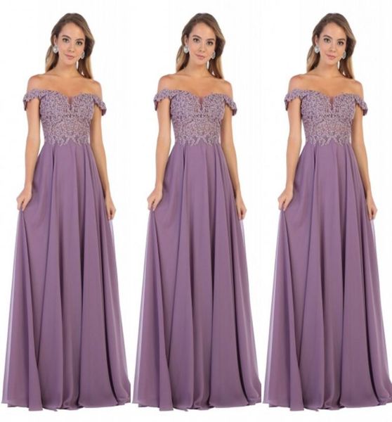 Uma linha plus size damas de honra vestidos longos fora do ombro rendas apliques lantejoulas vestido de dama de honra rendas até festa de casamento g5294222