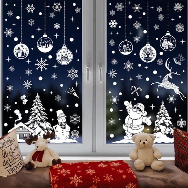Наклейки на окно, 9 шт., рождественские наклейки на зиму, самоклеящиеся, водонепроницаемые, многоразовые, домашний декор, магазин для вечеринок, Снеговик, год, универсальный