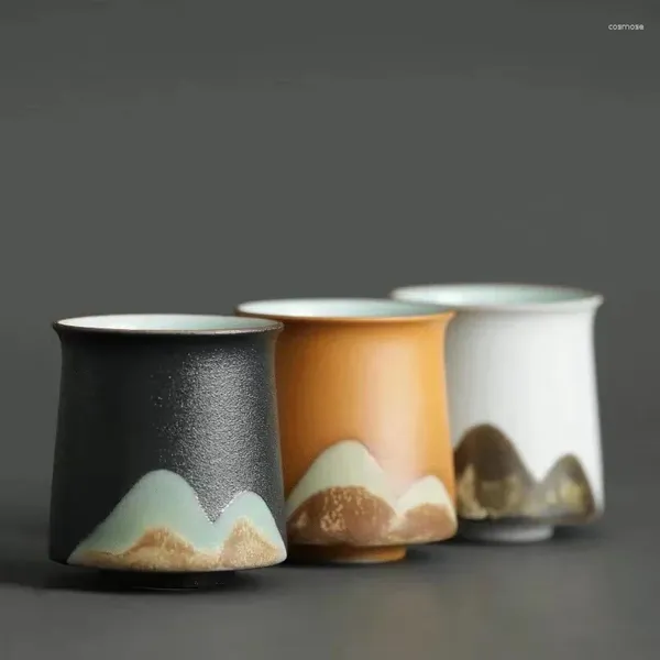 Xícaras pires esmalte pintura paisagem copo mestre único stoare cerâmica jian zhan xícara de chá conjunto caneca