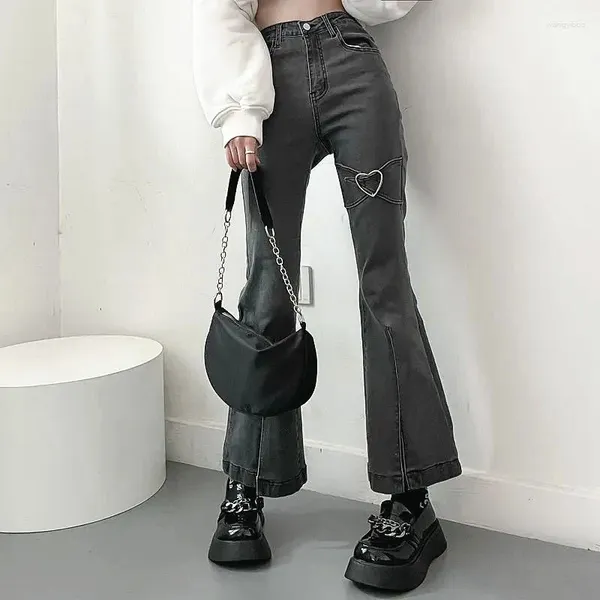 Damenjeans 2024 Winter Warmer Samt Gewaschenes Grau Koreanische Y2k Mode Slim Flare Hosen Für Frauen Kleidung Lässige Kpop Kleid Dame Hosen