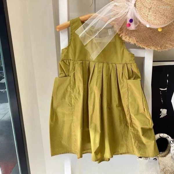 Mädchenkleider Großhandel mit Mädchenkleid 2024 Sommer Western-Stil Tasche ärmellos