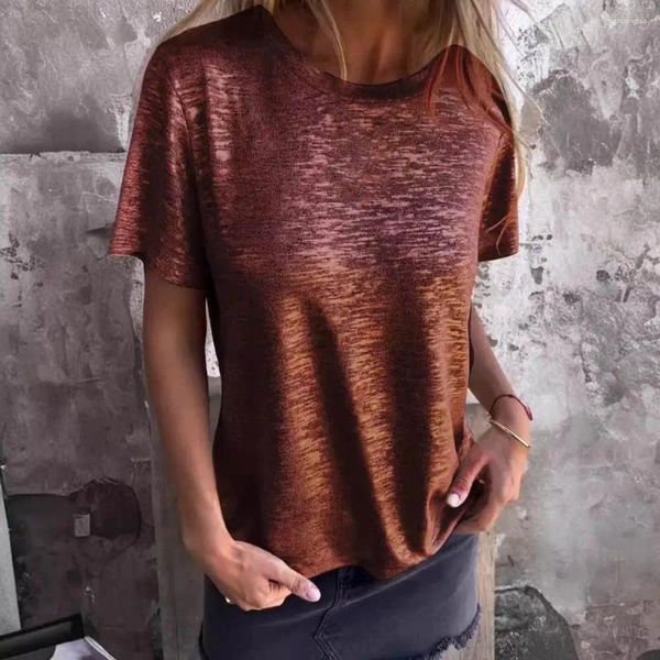 T-shirt da donna T-shirt da donna T-shirt ampia di colore brillante per O-Collo Pullover a maniche corte Tops Streetwear Top casual estivo