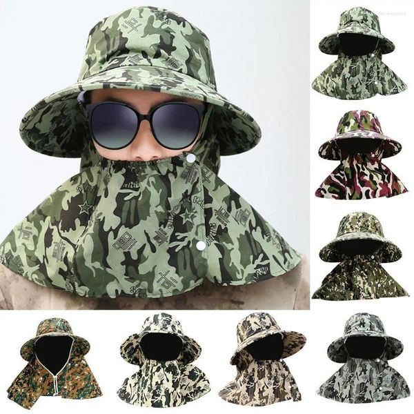 Chapéus de borda larga Proteção UV Chá Colheita Chapéu Rosto Pescoço Capa Máscara de Poeira e Sol Respirável Verão