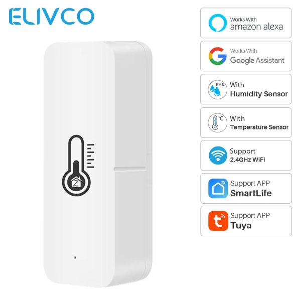 Controlla Tuya WiFi/ZigBee Sensore di umidità della temperatura Smart Home Igrometro per interni Controller Monitoraggio Supporto Alexa Google Assistant