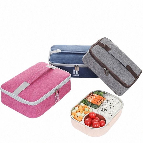 Quadratische Fi-Thermal-Lunch-Tasche, tragbar, auslaufsicher, Picknick-Lebensmittelträger, isolierte Kühler, Bento-Box-Taschen für Erwachsene und Kinder, 91AA #