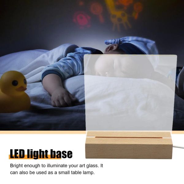 1-10pcs LED Wood Desktop Light Display Crystal Wooden Base Base Acrílica Placa Luz de Luz Base USB Base para Resina Arte