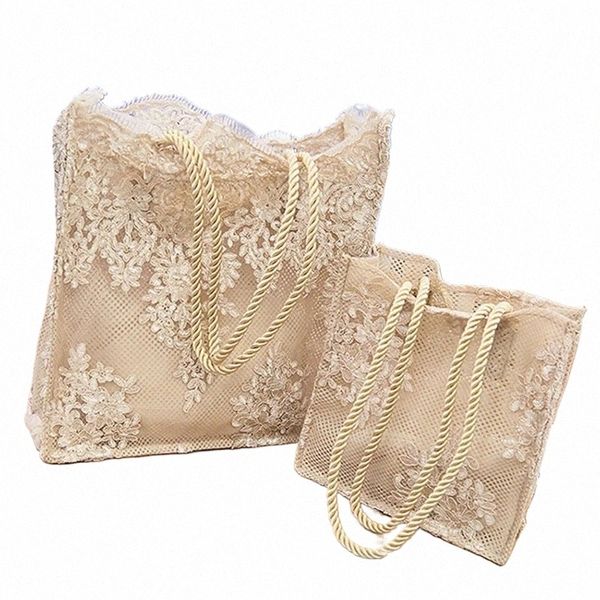 fi Lace Design Bolsa de Ombro Bolsas Femininas Bolsa Feminina Casual Bordado Oco Tote Senhoras Vintage Floral Shop Bag 16Xx #