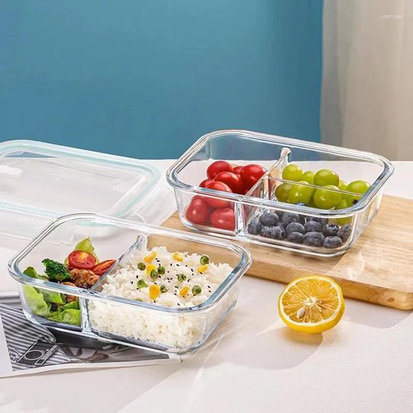 Geschirr-Lunchbox aus Glas mit Deckel, rund/retangle, Bento-Behälter für Kinder, Mikrowellen-Thermofächer