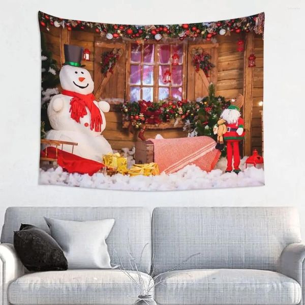 Tapeçarias Inverno Feliz Natal Papai Noel Tapeçaria Boêmia Poliéster Pendurado Nordic Ano Decoração Yoga Tapete Retro Cobertor