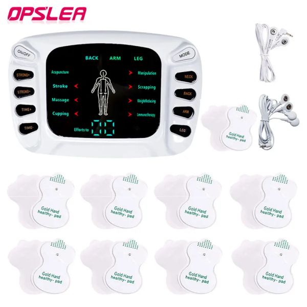 Produtos 18/38 almofadas 24 vias Cabo 8 Modo Massager TENS TENS EMS Estimulador muscular Terapia digital Hine Aliviamento da dor