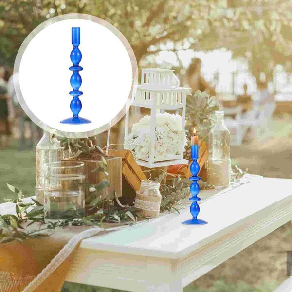 Castiçais ornamentos titular decorativo delicado castiçal peças centrais do casamento mesas vaso de vidro led taper proprietários