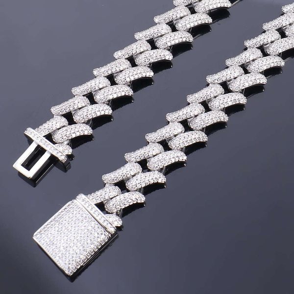 Schöne und modische Herren-Halskette aus Sterlingsilber, kubanische Miami-Kette aus Moissanit-Stein