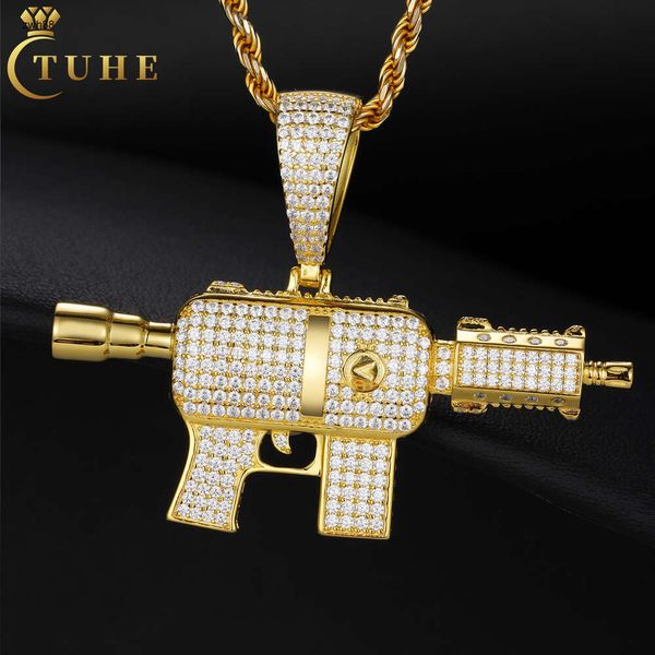 Designer di vendita caldo Gioielli Hip Hop personalizzati Placcato in oro Argento sterling 925 VVS Moissanite Diamante Iced Out Ciondolo mitragliatore per uomo