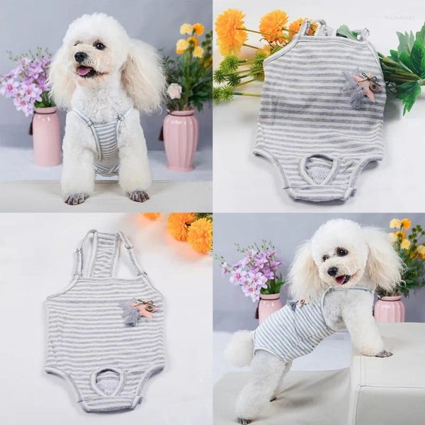 Cão vestuário algodão fralda sanitária pantie para cães femininos reutilizável lavável com suspensórios ajustáveis pet roupa interior macacão roupas