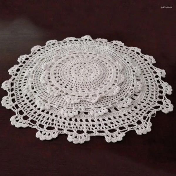 Tapetes de mesa decoração toalha de mesa do vintage decoração da cozinha artesanal crochê algodão placemat pano doily capa almofada