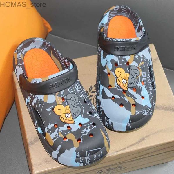 Scarpe da casa Happy Cartoon Zoccoli Coppia 3,5 cm Piattaforma Estate Uomo Scivoli Donna Outdoor Scarpe chiuse Sandali da spiaggia Pantofole bianche nere Y240401