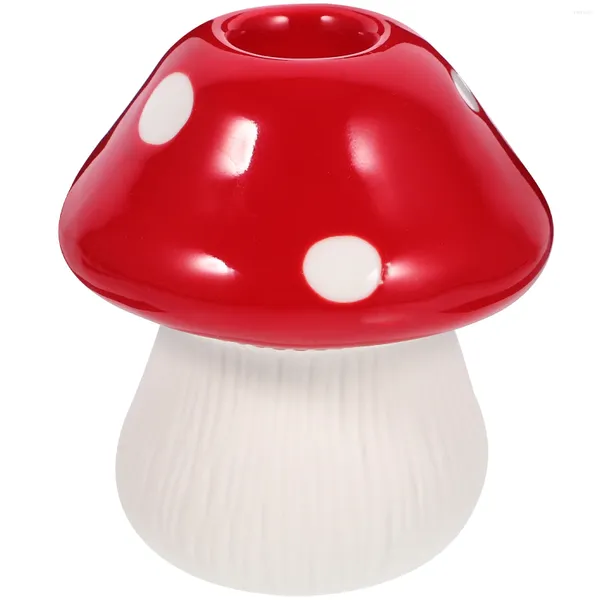 Vasi Espositore per ornamenti di funghi Portacandele carini Vaso decorativo per candeliere in ceramica per tè conico decorativo