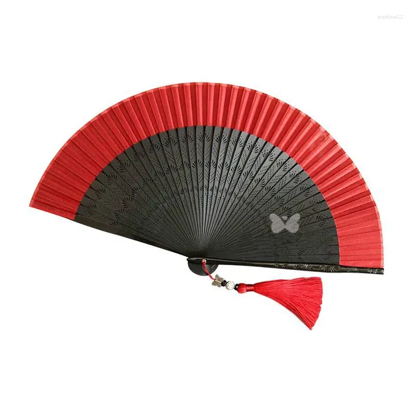 Estatuetas decorativas ventilador 22cm clássico senhora dobrável ventilador de mão chinês pequeno bambu seda portátil cheongsam deraction