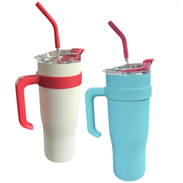 Canecas Copo de Sippy isolado com palha e tampa à prova de vazamento 40oz bebendo copo de café para bebidas frias água chá gelado