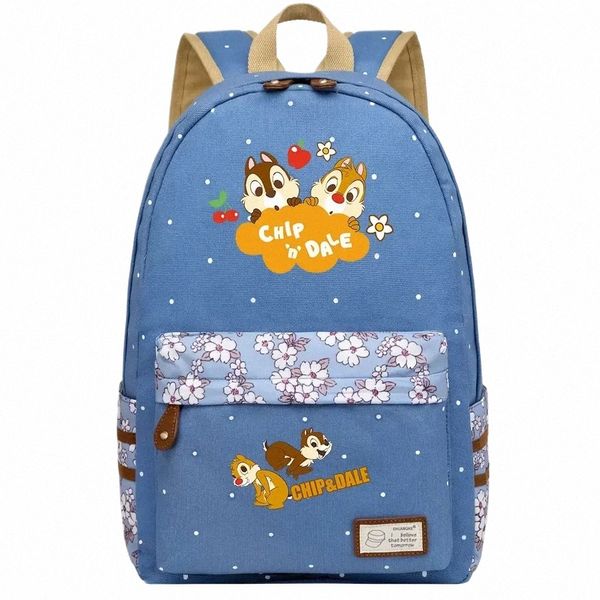 Kawaii Chip 'n' Dale для мальчиков и девочек, детские школьные сумки для книг, женские рюкзаки, школьные ранцы для подростков, холст, дорожный рюкзак для ноутбука 9643 #