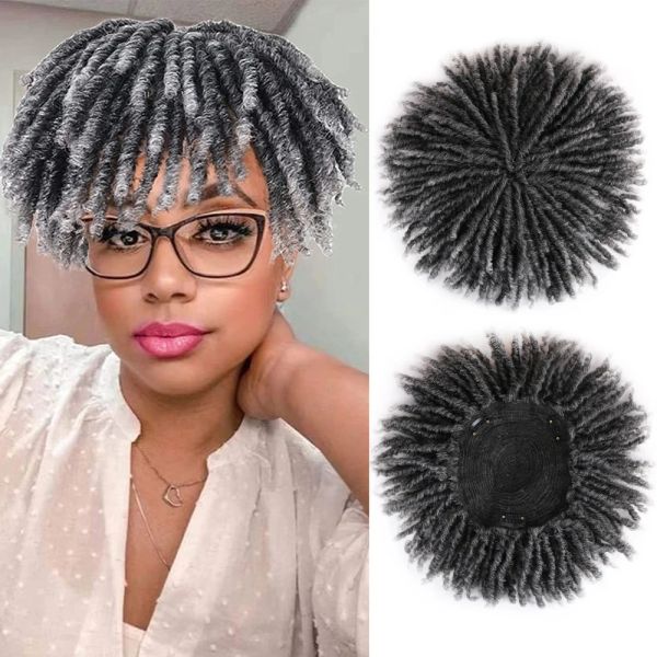 Parrucche 6 pollici Dreadlock Capelli Topper Locs sintetici Mezza parrucca intrecciata Parrucca corta per capelli Dreadlocs Parrucche afro per donne e uomini neri