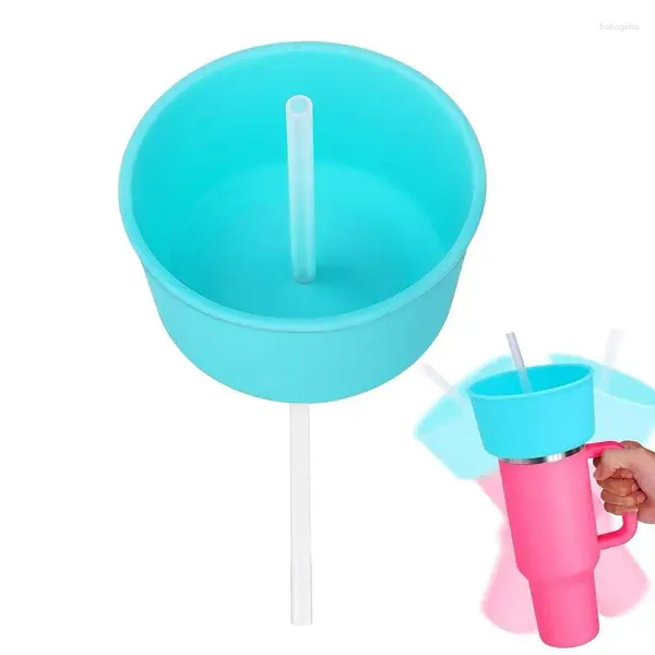 Tazze di piattini snack tasso tazza portatile bere 2 in 1 con accessorio per il coperchio del bicchiere di silicone a perdita riutilizzabile.