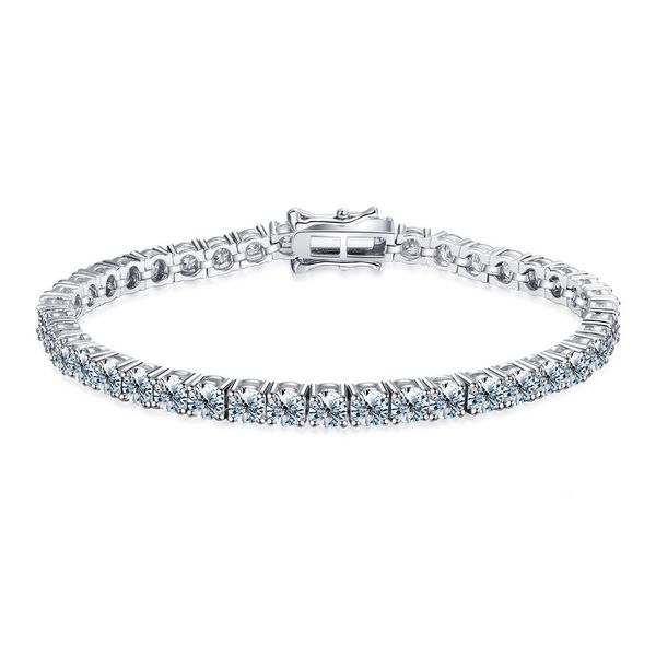 Großhandel Sterling Silber Ice Out Real Diamond Vvs 3 mm 0,1 ct Tenniskette Herren Damen Hochzeit Edlen Schmuck Moissanit Armband