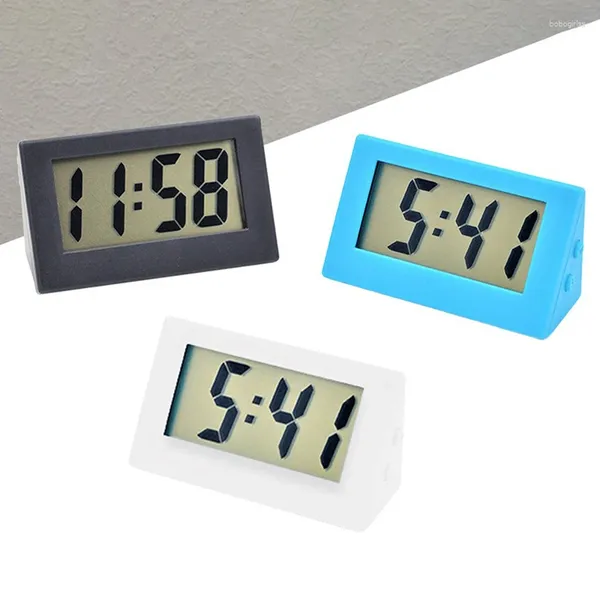 Relógios de mesa Mesa Digital Relógio LCD Tela Autoadesiva Suporte Carro Plástico Mini Triângulo de Tempo