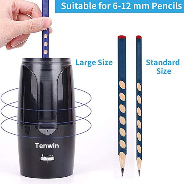 Tenwin Automatic Electric Pencil Sharpner para lápis colorido afiar os estudantes mecânicos de artigos de papelaria, material escolar de escritório