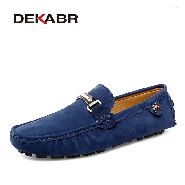 Повседневная обувь DEKABR, лоферы, мужские кожаные туфли ручной работы, черные туфли на плоской подошве, синие мокасины без шнуровки, большие размеры 46, 47, 48