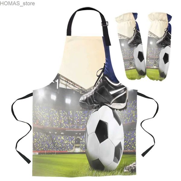 Grembiuli kit di grembiuli da ginnastica da calcio da calcio palline da calcio bavaglini di forno per cucina per cucine per bambini cuffi accessori da forno y240401