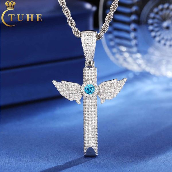 Designer di vendita caldo Hip Hop Moda Mossanite Gioielli in argento sterling 925 VVS Moissanite Diamond Birthstone Iced Out Wing Whistle Breathing Collana con pendente