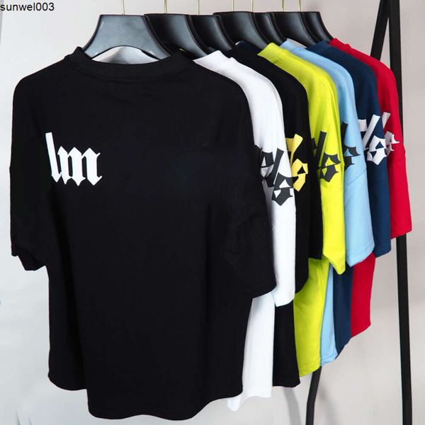 Herren Palms Fledermausärmel T-Shirt Designer Pa Angels Bubble Letter Grafik T-Shirts Mode Damen Sommer Straße Hip Hop Polo 6S5T JMS5