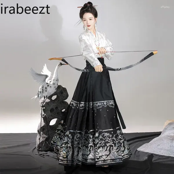 Arbeitskleider Hanfu weiblicher chinesischer Pferdrock täglich Set Ropa Tradikional China Hombre Traditionelle Kleidung für Frauen