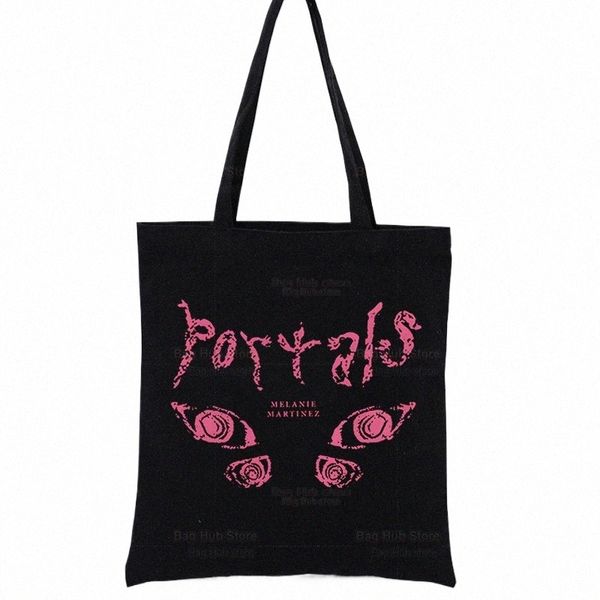 Melanie Martinez Portals Singer Music Harajuku Shop Black Bags Canvas Tote Bag Mom Reusable Cloth Bag Bolsa Bolsa de Ombro H49r #