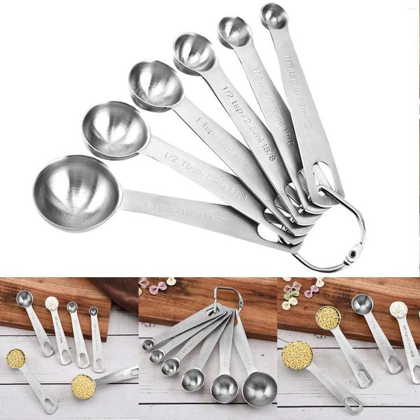 Set di stoviglie Set di cucchiai in acciaio inossidabile Set con gancio ad anello di metallo per cottura e cucina comoda famiglia durevole i