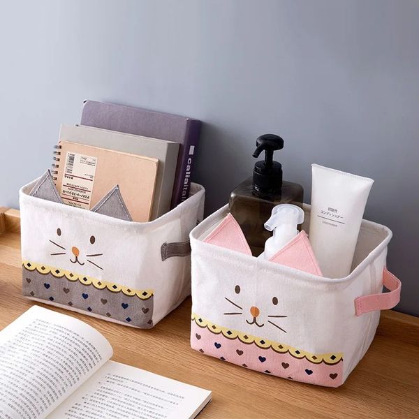 Lovely Cat Waterproof Desktop Box Witchwear Botthe Ponte di stoccaggio Basket Cosmetic Organizer Mokeup Borse per trucco da ragazza