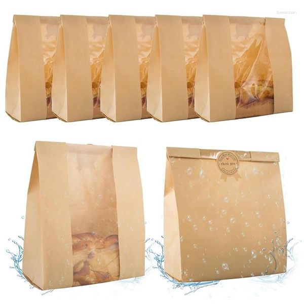 Depolama torbaları 50 PCS temiz pencereli ev yapımı ekmek torbası yaklaşık 21x9x29cm fırıncılar ambalajı ve fırın ürünleri için uygun