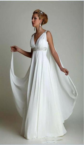 2019 Semplice Plus Size Vestido de noiva Abiti da sposa greci Chiffon Grecian Beach Abiti da sposa premaman Abito da sposa impero8782062