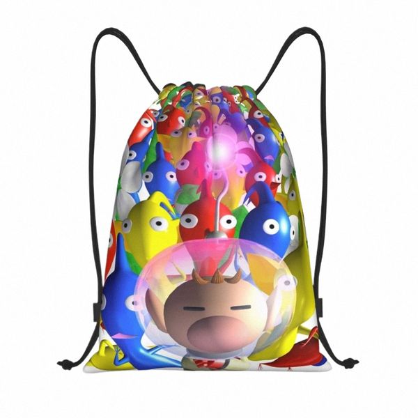 Personalizado Pikmins Video Gamer Drawstring Bags para Shop Yoga Mochilas Mulheres Homens Sports Gym Sackpack o78Y #