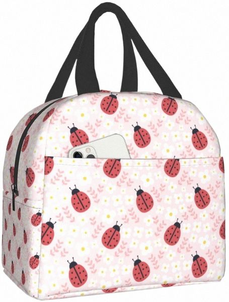 coccinelle e frs Lunch Box Bento Box Contenitori per il pranzo isolati Borsa per il pranzo riutilizzabile impermeabile con tasca frontale per picnic ed escursionismo z7Ae #