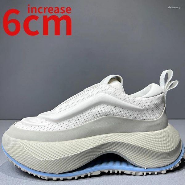 Freizeitschuhe Europäisches/Amerikanisches Trendiges Design Männer Erhöhte 6 cm Echtes Leder Dicke Sohlen Sport Bequemer Aufzug