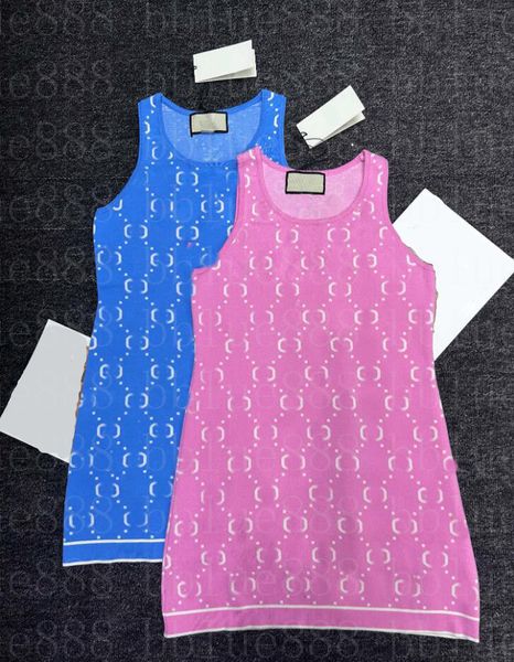 24 Damenkleid Sommer gestrickt bedrucktes Buchstaben-Jacquard-Westenkleid altersreduzierend und vielseitig 327