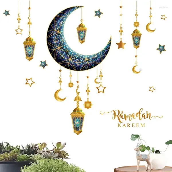 Decoração de festa Eid Star Moon Janela adere adesivos de parede decalques decorações para salas de estar