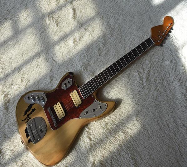 Fábrica personalizada cor de madeira natural guitarra elétrica canhota com estilo vintage bodychrome hardwarealta qualidadepode ser personalizado2815619