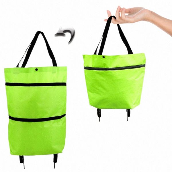 supermercato rimorchiatore con ruote facile installazione negozio trolley borsa Oxford pieghevole impermeabile ad alta capacità forniture per la casa I5Df #