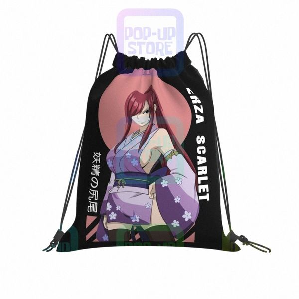 Fairy Tail Erza Scarlet Anime Borse con coulisse Borsa da palestra Fi Training Borsa sportiva Multi-funzione y5Kt #