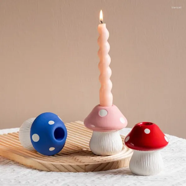 Kerzenhalter, pilzförmiger Kerzenhalter aus Keramik, Heimdekorationszubehör, lange Schieß-Requisiten, Mini-Blumentöpfe