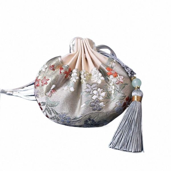 Estilo chinês vazio saquinho bolsa com cordão feminino borla saco de armazenamento de jóias multi-cor bordado pano bolsa de jóias x431 #